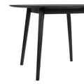 Round Dining Table With Wood And Tapered Legs, Black Black Wood