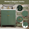 30 Inch Bathroom Vanity With Ceramic Basin, Soft Close Door And Adjustable Shelves Green Bathroom Solid Wood Mdf