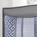 4 Piece Jacquard Quilt Set With Throw Pillow Navy King Cal King King Navy Polyester