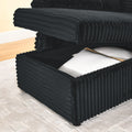 Corduroy Tufted Upholstered Sleeper Sectional Sofa, L Shaped Modular Convertible Sofa With Reversible Storage Chaise, Pull Out Sleep Couch Bed And Reclining Backrest Perfect For Living Space, Black Full Black Corduroy