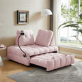 Modern Sofa Velvet Pull Out Bed,Independently Removable Backrest, Have Usb Port And Swivel Phone Stand ,Pink Pink Wood Velvet 2 Seat