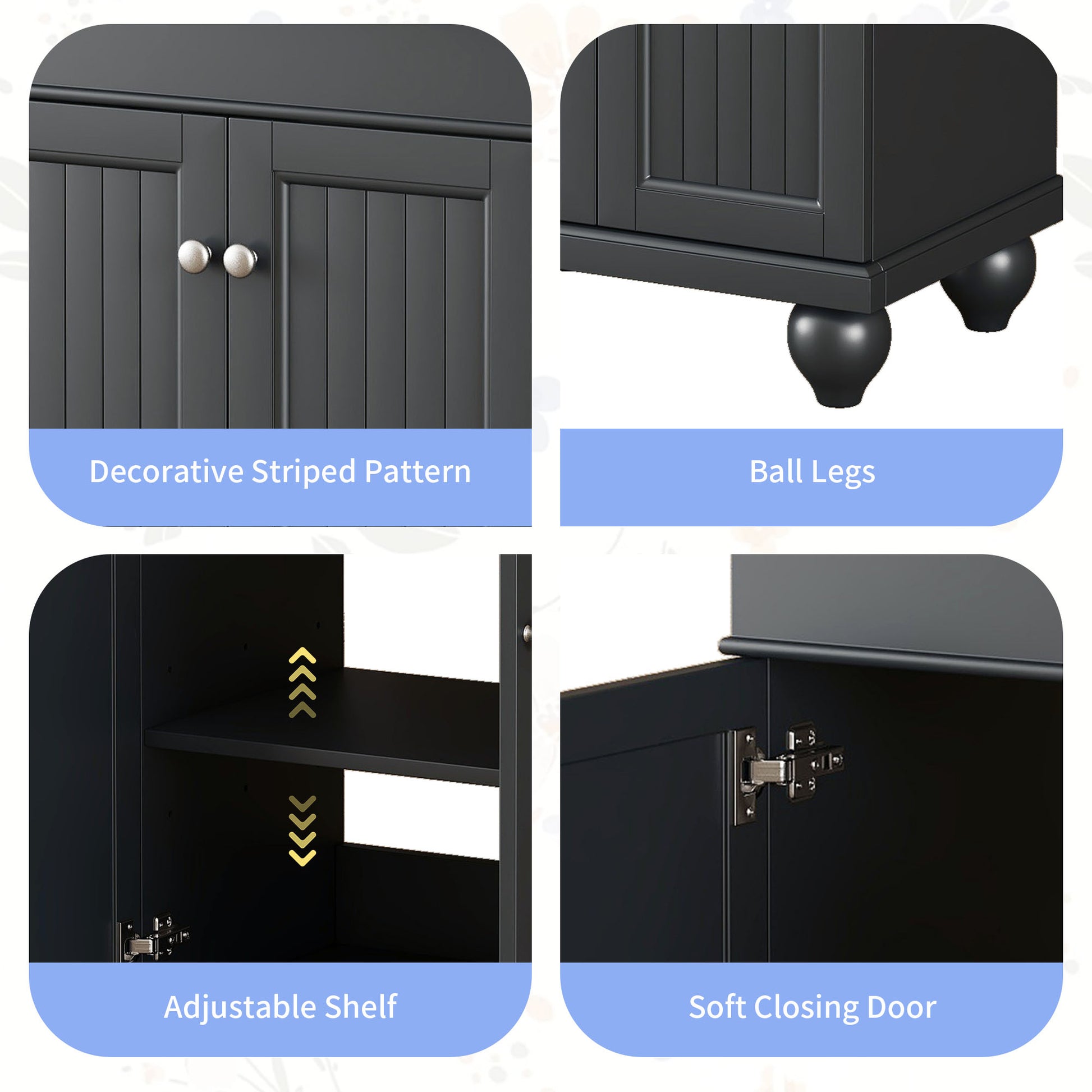 24" Black Modern Sleek Bathroom Vanity Elegant Ceramic Sink With Solid Wood Frame, Adjustable Shelf Black Solid Wood Mdf