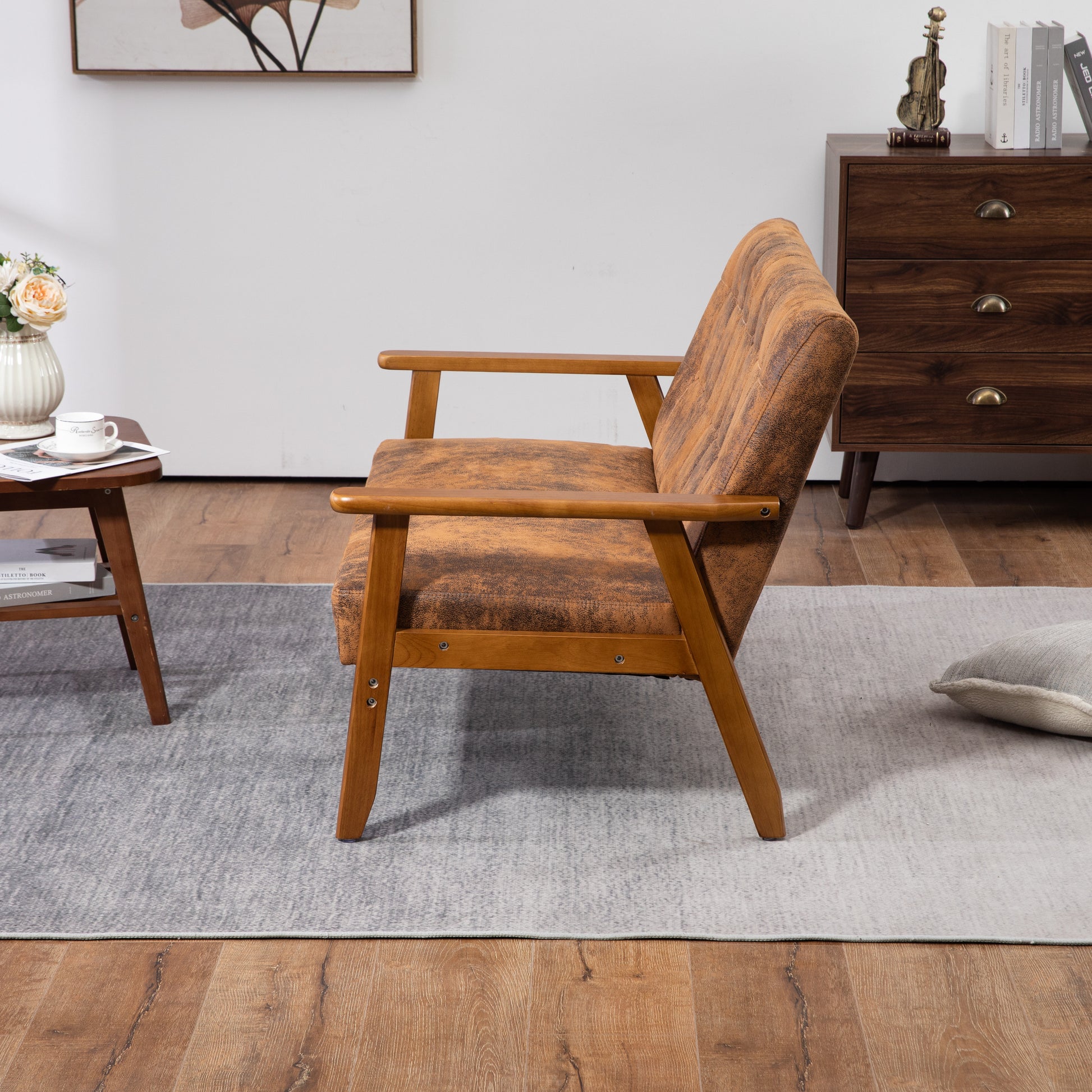 Coolmore Mid Century Modern Solid Loveseat Sofa Upholstered Microsuede Fabric Loveseat, 2 Seat Upholstered Loveseat Sofa Modern Couch Coffee Microsuede 2 Seat