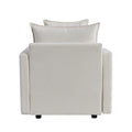 Chenille Fabric Comfy Deep Single Seat Sofa Upholstered Reading Armchair Living Room White Foam Chenille 1 Seat