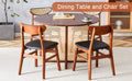 Table And Chair Set, Ancient Style Solid Wood Dining Table, Imitation Rattan Table Legs, Beautiful Simple Solid Wood Dining Chair, Perfect For Dinner, Meetings, Home And Office Decoration Walnut Rubber Wood