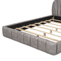Queen Size Upholstered Platform Bed With Thick Fabric, Polyester, Gray Queen Gray Polyester