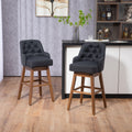 Coolmore Bar Stools Set Of 2 Counter Height Chairs With Footrest For Kitchen, Dining Room And 360 Degree Solid Wood Legs Swivel Bar Stools Set Of 2 Black Linen Black Foam Linen