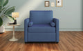 3 In 1 Convertible Sleeper Chair With Adjustable Backrest, Lounger Chair Turns Into Bed, Single Bed For Living Room, Velvet, Ink Blue Blue Velvet