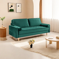 Sofa Simple Small House Double Three Person Straight Row American Retro Green Velvet Furniture Fabric Sofa Small Living Room Bedroom Office Green Velvet Solid Wood 3 Seat