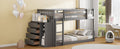 Twin Over Twin Bunk Bed With 4 Drawers And 3 Shelves Gray Twin Gray Solid Wood
