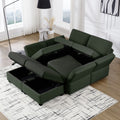 Oversized Modern 6 Seat Upholstered Sofa, Large Sectional Sofa With Storage Seats And Ottomanssofa Bed With Thick And Soft Cushions At All Sidesadjustable Arms And Backs Green Green Polyester 4 Seat