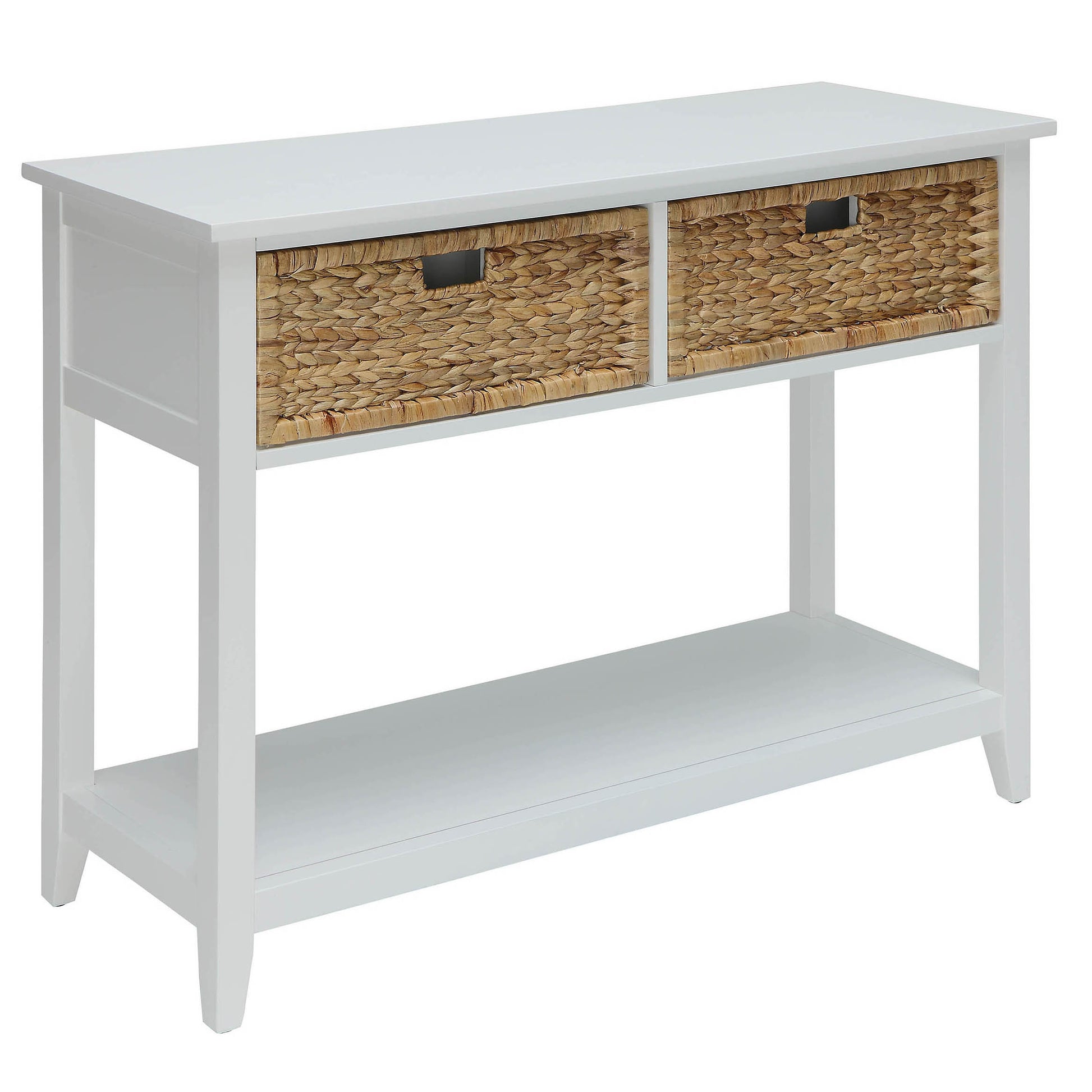 White Console Table With 2 Drawer White White Primary Living Space Traditional Drawers Rectangular Wood