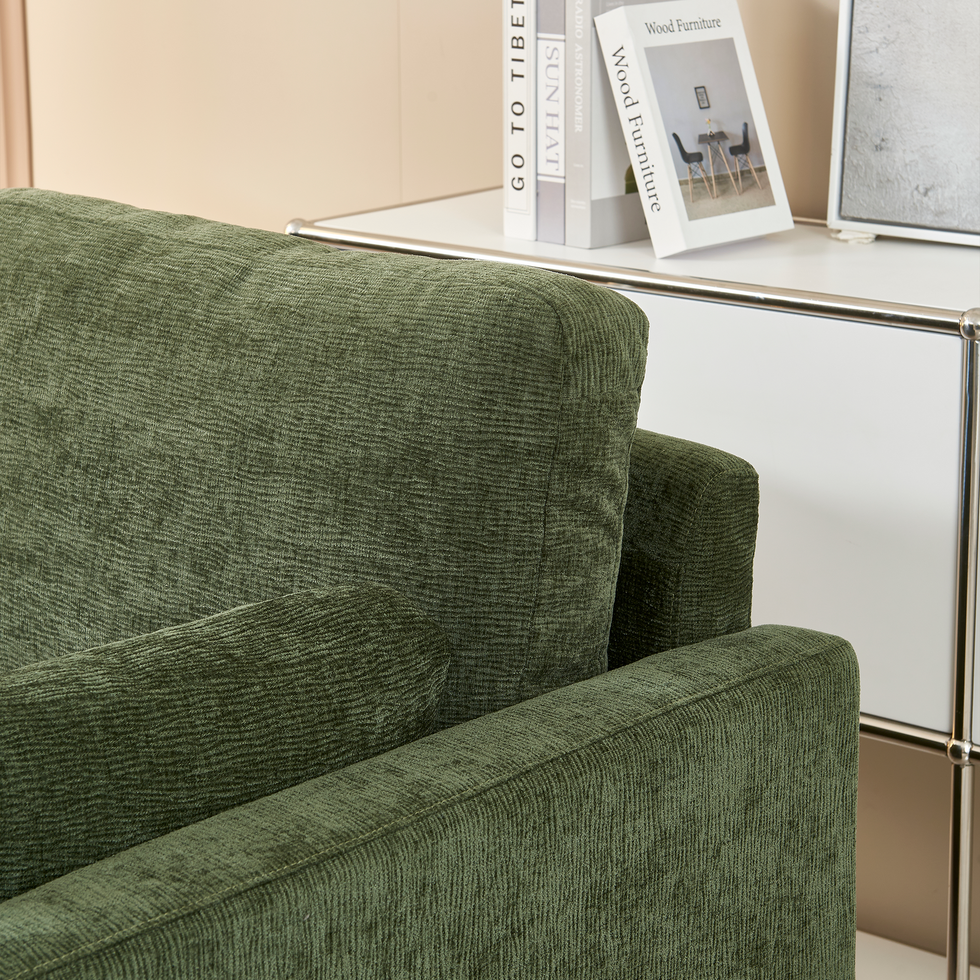 58.66" Small Modern Loveseat Sofa, Mid Century Chenille Fabric 2 Seat Couch Beautiful Seat With Back Cushions, Accent Sofa Couch For Living Room, Bedroom And Small Space Green Wood Foam Chenille 2 Seat