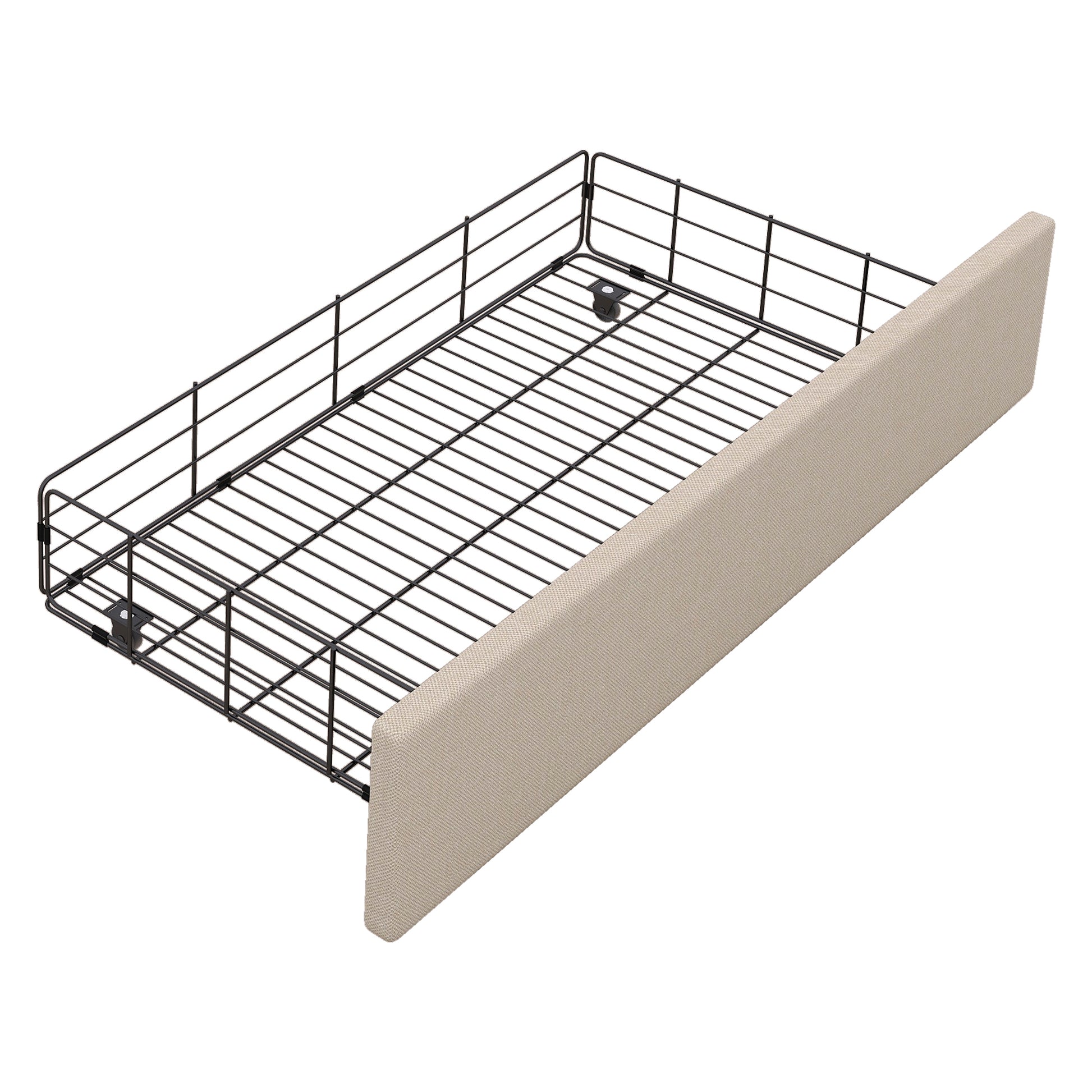 Metal Queen Size Platform Bed With 4 Drawers, Upholstered Headboard And Footboard, Sockets And Usb Ports, Beige Queen Beige Black Fabric Metal