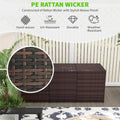 Outsunny 175 Gallon Outdoor Storage Box With Inner Liner, Pe Rattan Wicker Deck Box With Pneumatic Bar Lift For Indoor & Outdoor, Patio Furniture Cushions, Pool Toys, Garden Tools, Mixed Brown Brown Steel
