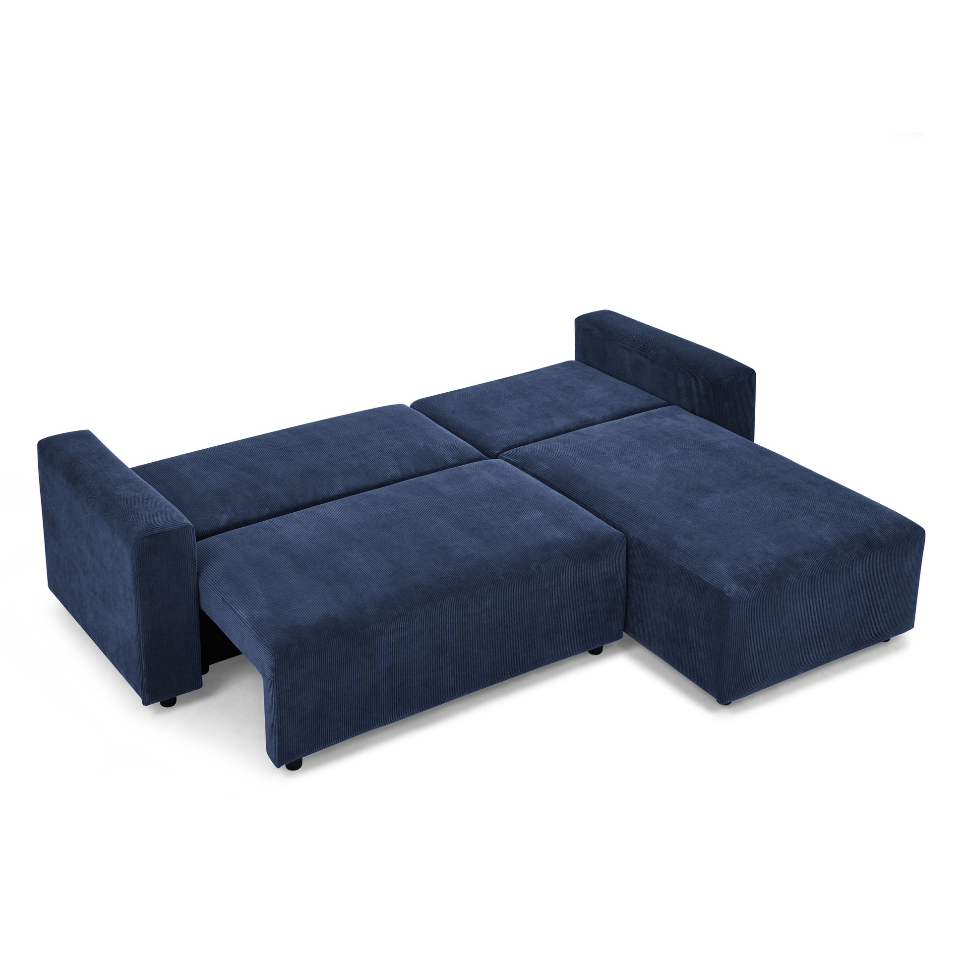 Modular Corduroy Upholstered 3 Seater Sofa Bed With Storage For Home Apartment Office Living Room, Free Combination, L Shapedblue Blue Wood Primary Living Space Medium Soft Pillow Back Eucalyptus Square Arms Foam Corduroy 3 Seat
