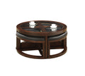 Dark Walnut Coffee Table Glass Insert Top Ottoman Included Table Set Living Room Furniture Walnut Brown Primary Living Space Classic,Contemporary,Luxury,Traditional Coffee & End Tables Solid Wood