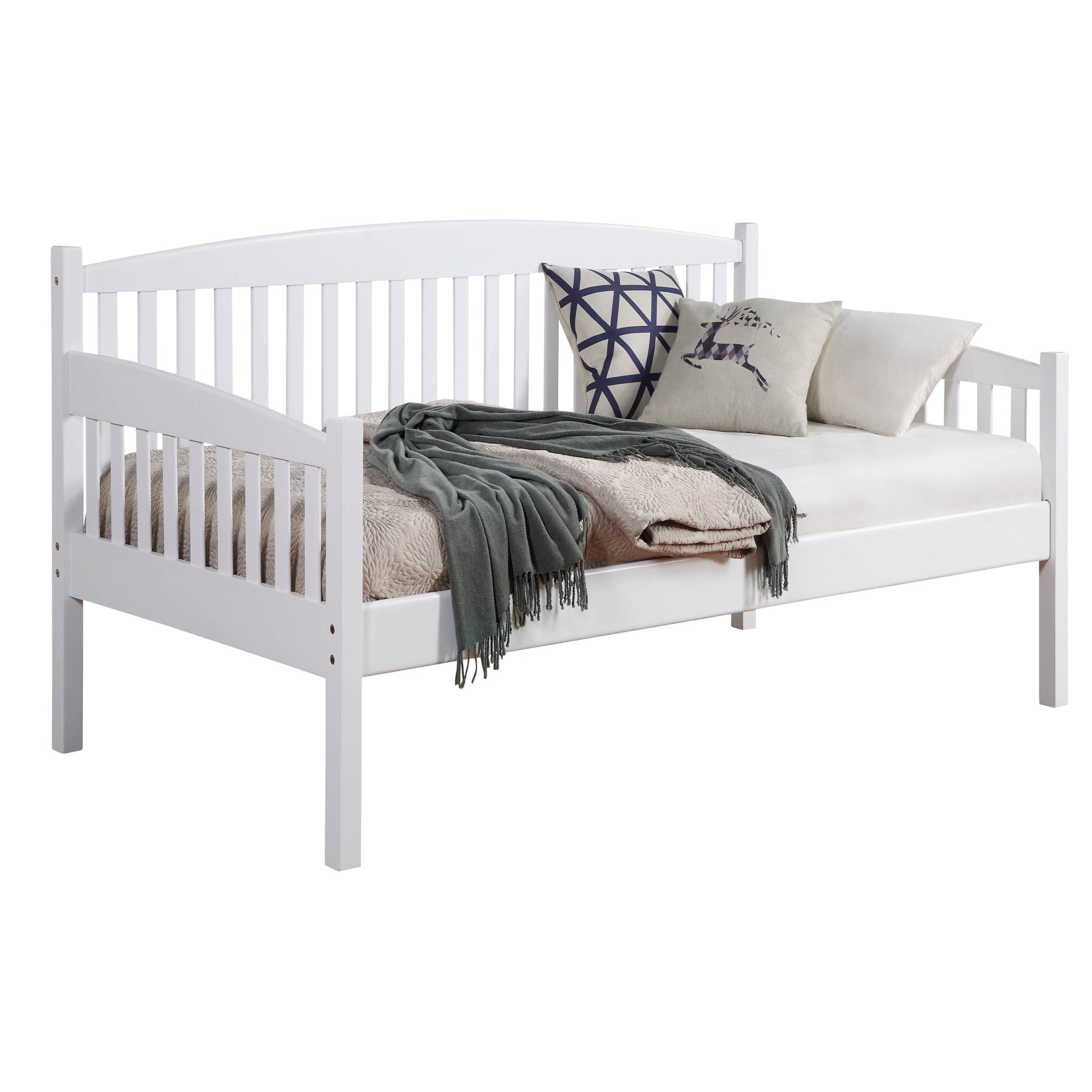 White Back Twin Daybed Box Spring Not Required Twin White Wood White Transitional Wood