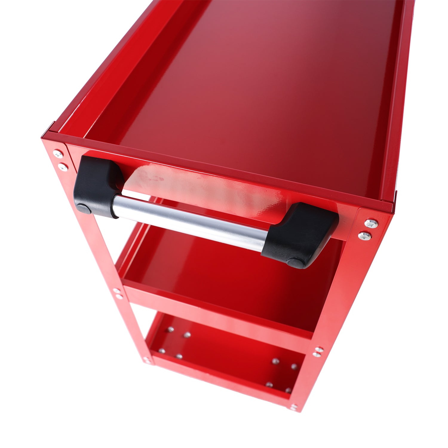 Tool Cart On Wheels, 3 Tier Rolling Mechanic Tool Cart, Heavy Duty Steel Utility Cart W Lockable Wheels, 450 Lbs Capacity Industrial Service Cart For Garage, Warehouse, Workshop Bright Red Red Abs Steel Q235