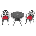 Cushions In Random Colors 3 Piece Set Of Cast Aluminum Patio Furniture With Cushions Yes Dining Set Black Seats 4 Rust Resistant Frame Water Resistant Cushion Garden & Outdoor Complete Patio Sets Aluminium