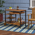 Vivlio Wood Metal Barcart Rustic Metal & Wood