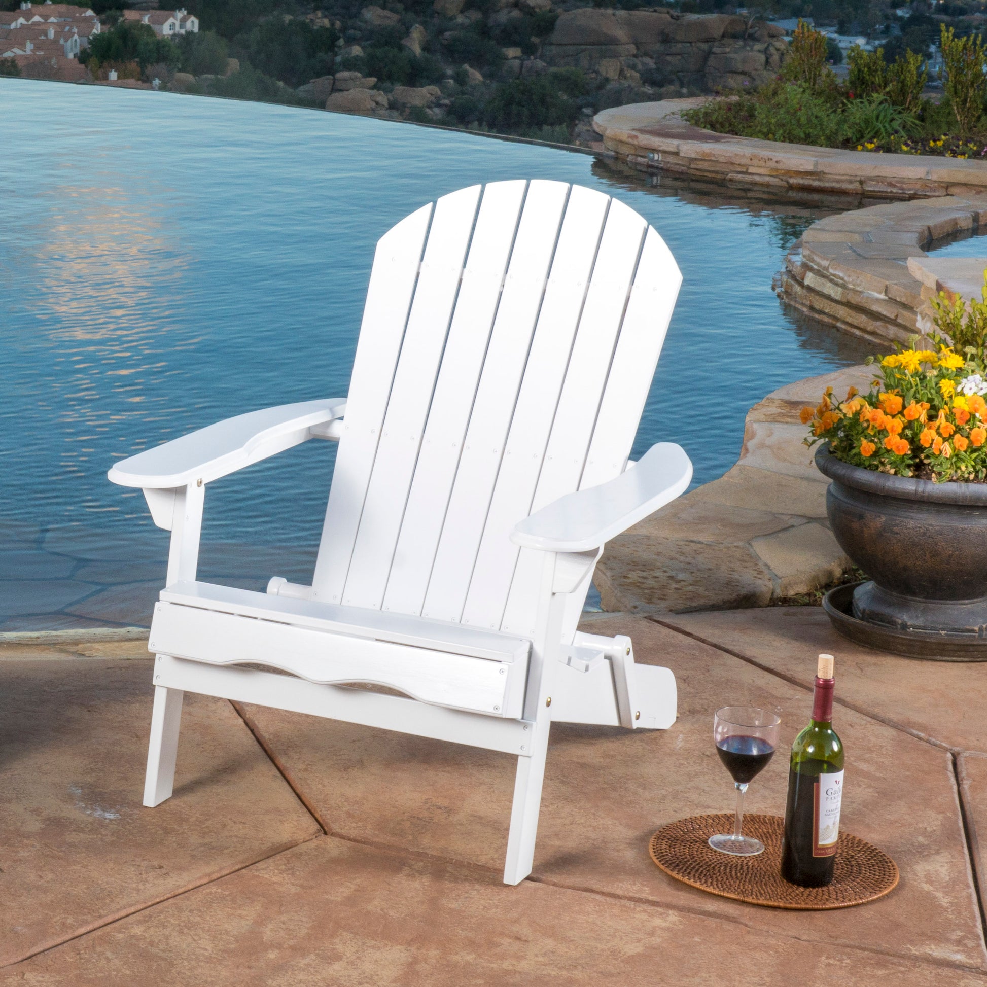 Malibu Reclining Adirondack Chair White Acacia Wood