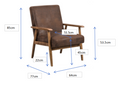 25.38'' Wide Classic Mid Century Modern Arm Chair, Dark Brown Dark Brown Microfiber