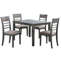 5 Piece Wooden Dining Table And Horizontal Slatted Back Chairs,Antique Gray Gray Wood