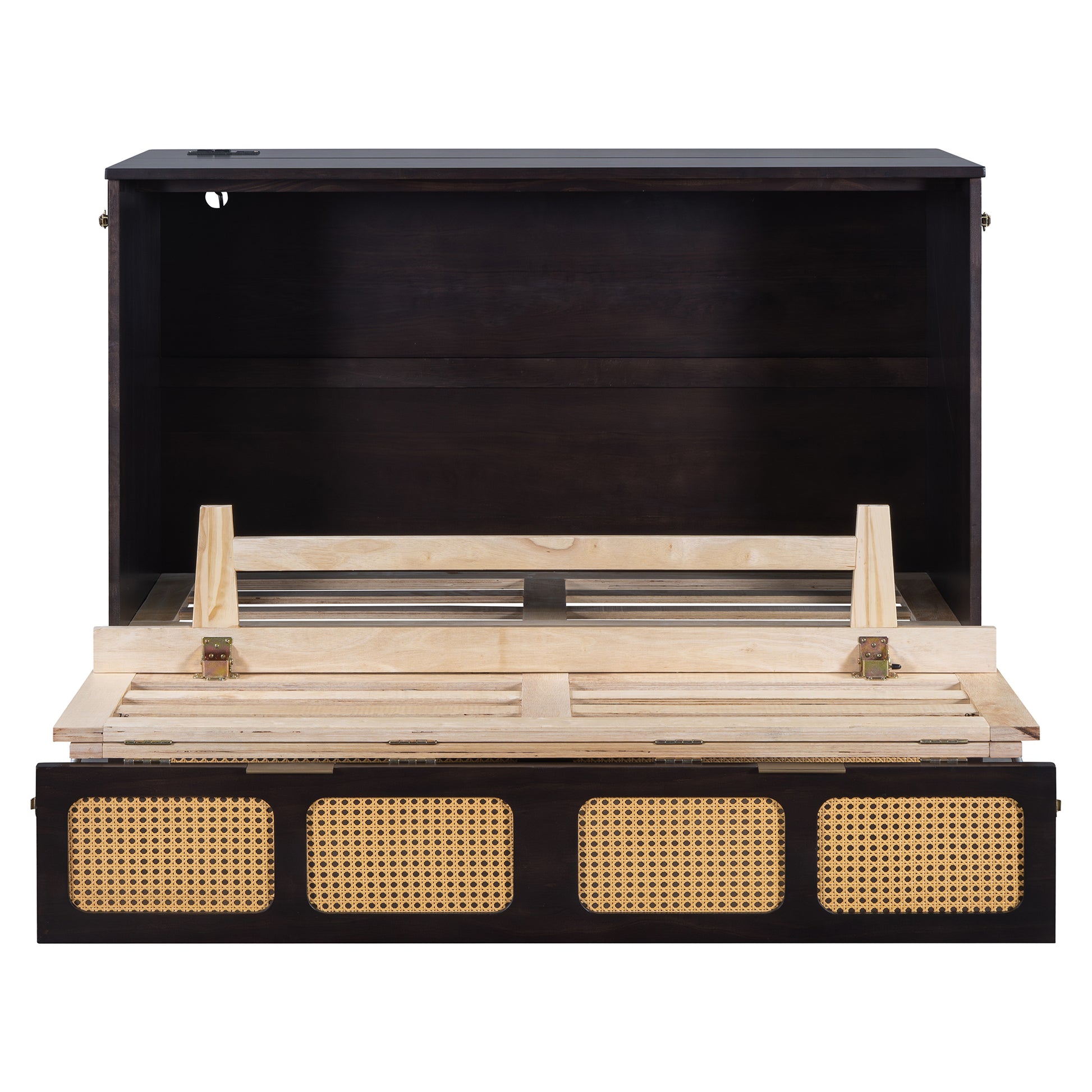 Full Size Murphy Bed With Large Drawers,Espresso Full Espresso Plywood