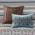 5 Piece Reversible Jacquard Bedspread Set Blue Queen Queen Blue Cotton