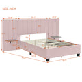 Full Size Upholstered Platform Bed With Big Headboard, Bedroom Furniture, Velvet, Pink Full Pink Plywood