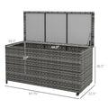 Outsunny 83 Gallon Deck Box, Large Outdoor Storage Chest, Pe Wicker Trunk For Outside On Wheels For Garden Tools, Pool Supplies & Patio Furniture Cushions, Gray Gray Plastic