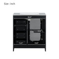 30 Inch Bathroom Vanity With A Soft Close Glass Door, Adjustable Shelves, And Three Drawers Black Bathroom Solid Wood Mdf Glass