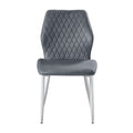 Modern Dining Side Chairs Set Of 2, Dark Gray Velvet Upholstered White Metal Legs Furniture Dark Gray Dining Room Modern,Ultra Modern Side Chair Metal