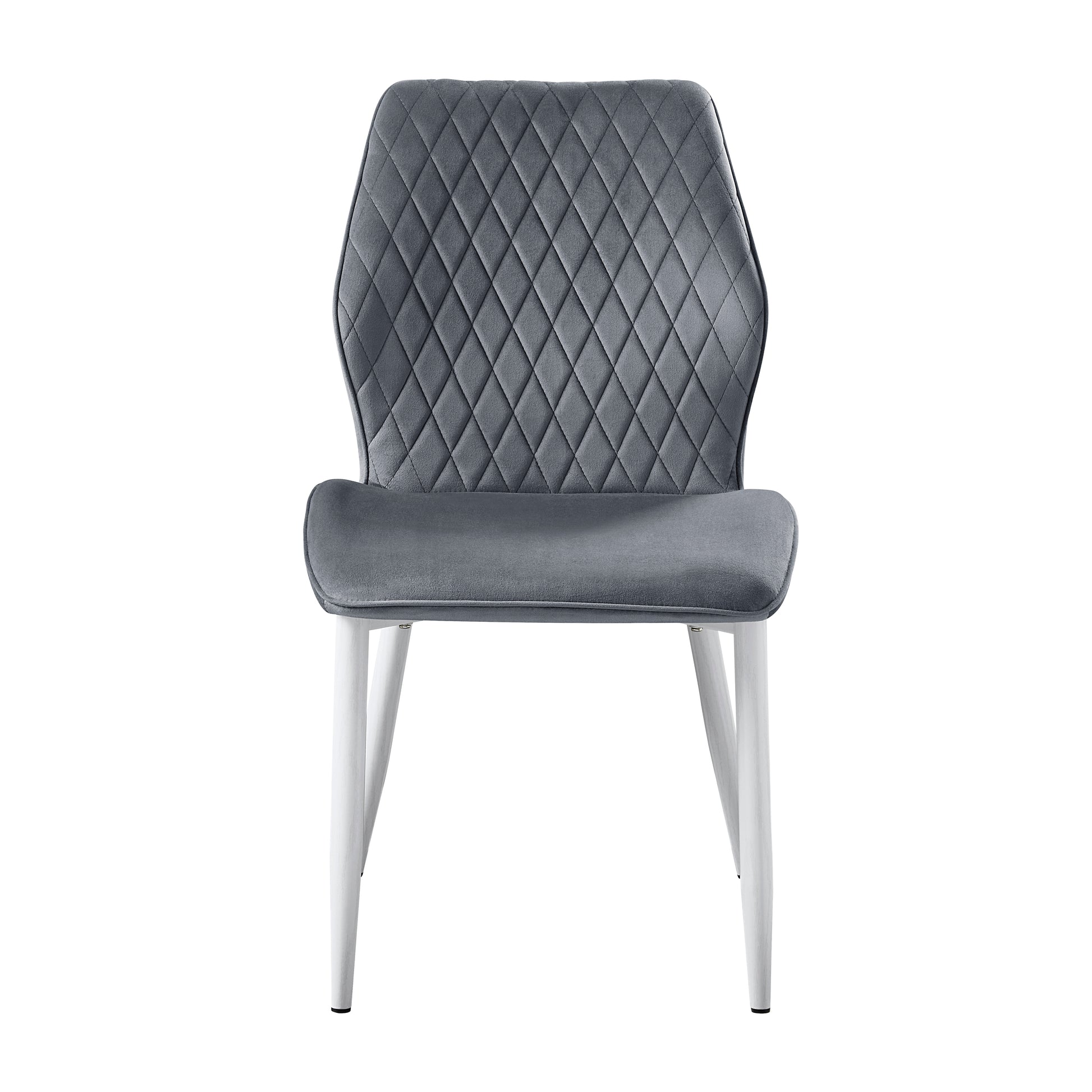 Modern Dining Side Chairs Set Of 2, Dark Gray Velvet Upholstered White Metal Legs Furniture Dark Gray Dining Room Modern,Ultra Modern Side Chair Metal