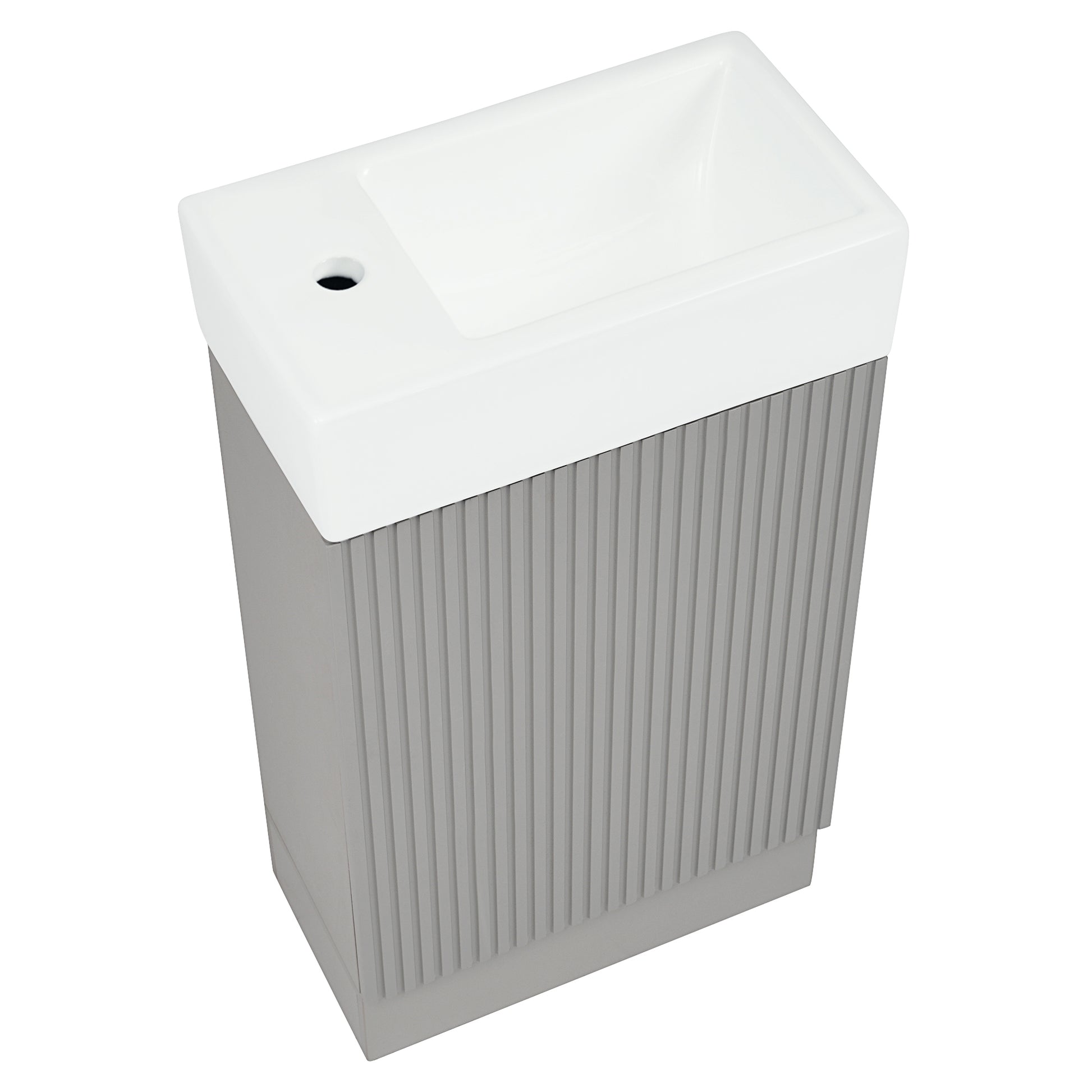 18.6" Bathroom Vanity With Sink, Bathroom Vanity Cabinet With Two Tier Shelf, Left Or Right Orientation, Grey Grey Mdf