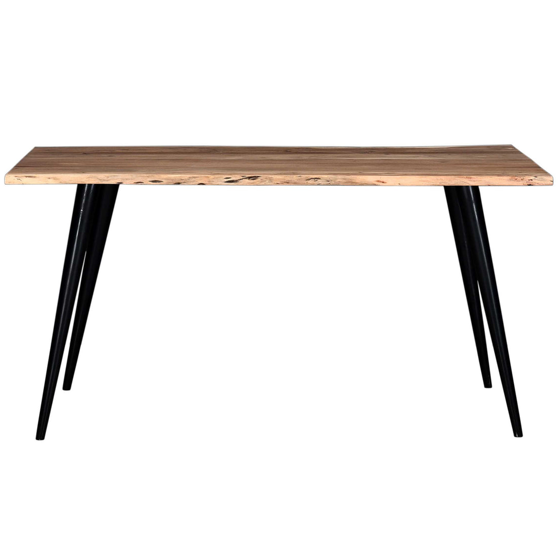 48 In. Acacia Wood Live Edge Dining Table, Rustic Style Dining Room Table, Brown Black Black Brown Seats 4 Brown Dining Room Rustic Freestanding Acacia Rectangular Kitchen & Dining Tables Rectangular Iron Acacia Wood