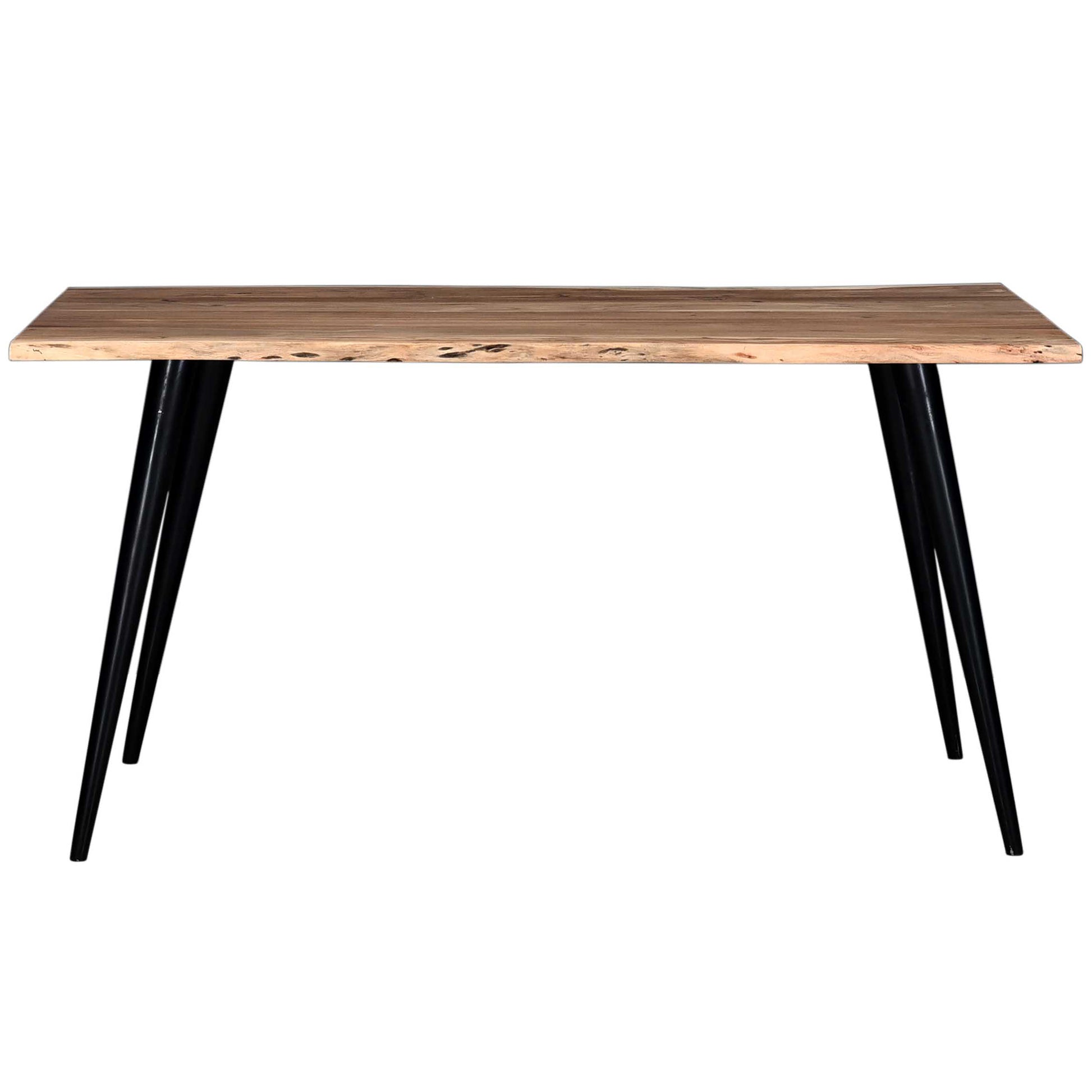 48 In. Acacia Wood Live Edge Dining Table, Rustic Style Dining Room Table, Brown Black Black Brown Seats 4 Brown Dining Room Rustic Freestanding Acacia Rectangular Kitchen & Dining Tables Rectangular Iron Acacia Wood