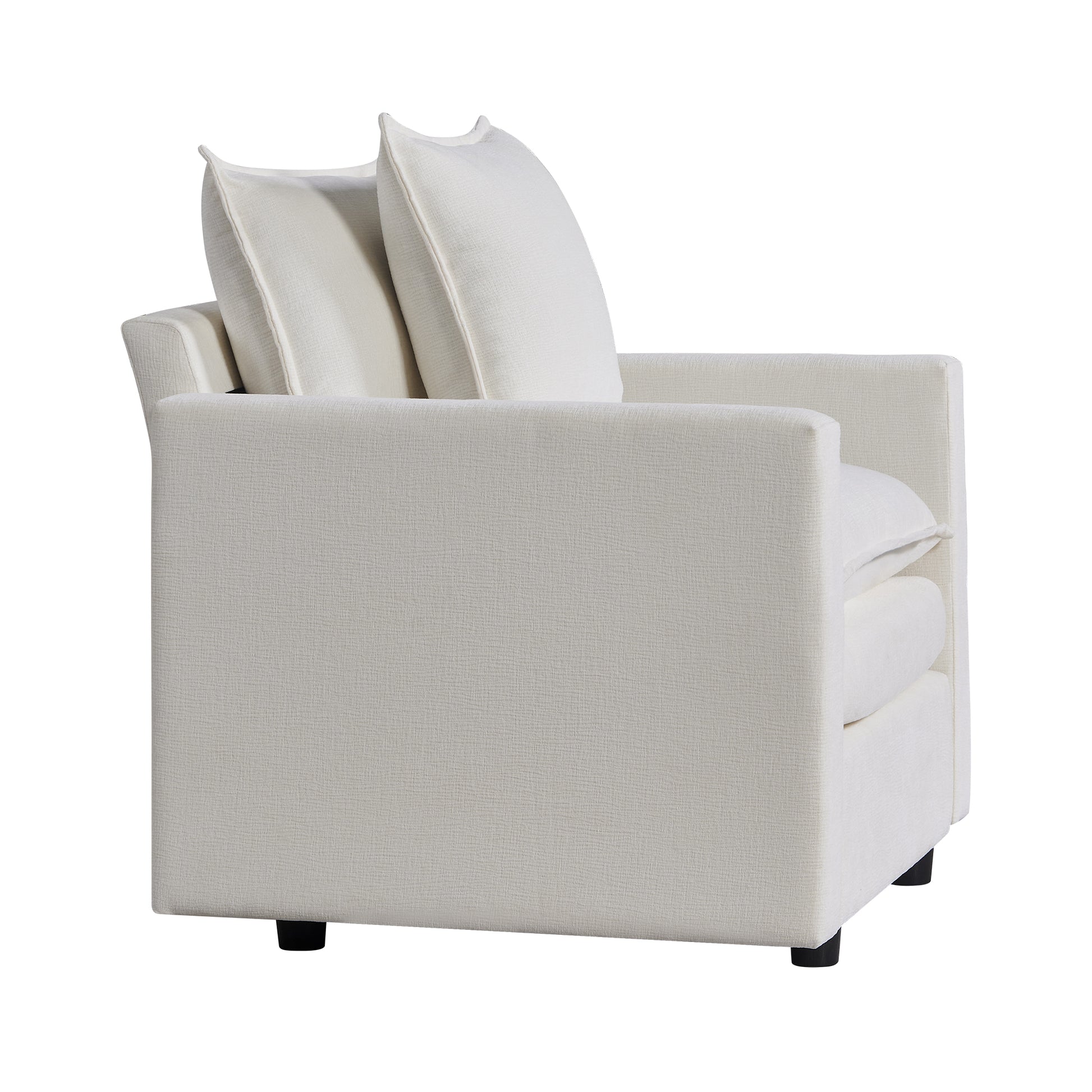Chenille Fabric Comfy Deep Single Seat Sofa Upholstered Reading Armchair Living Room White Foam Chenille 1 Seat