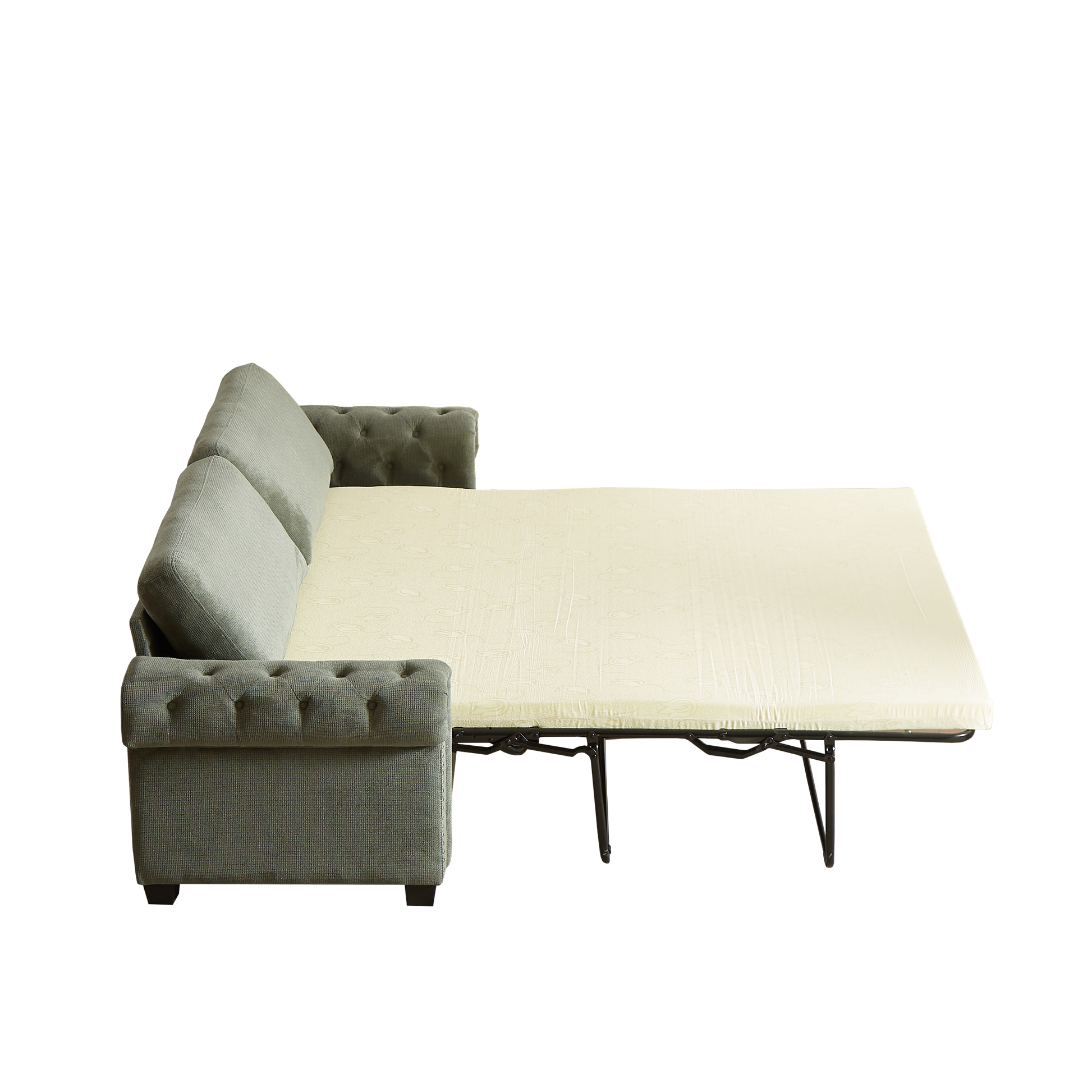 Fx 83.8" Convertible Sleeper Sofa Bed, 2 In 1 Pullout Sofa Bed, Polyester Sleeper Sofa Bed With Folding Mattress, Living Room Pullout Sofa Bed, Apartment Small Space Sofa Sleeper Green Polyester Pine Foam Fabric 3 Seat