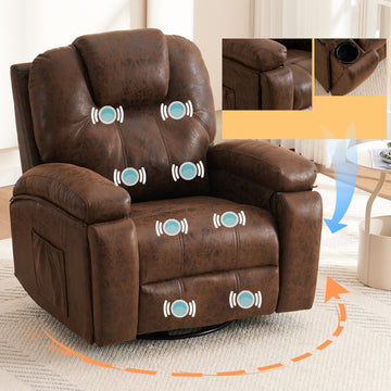 Oversized Single Sofa Armchair With Side Pockets Couches, For Living Room Meeting Room Bedroom Brown Faux Leather 1 Seat