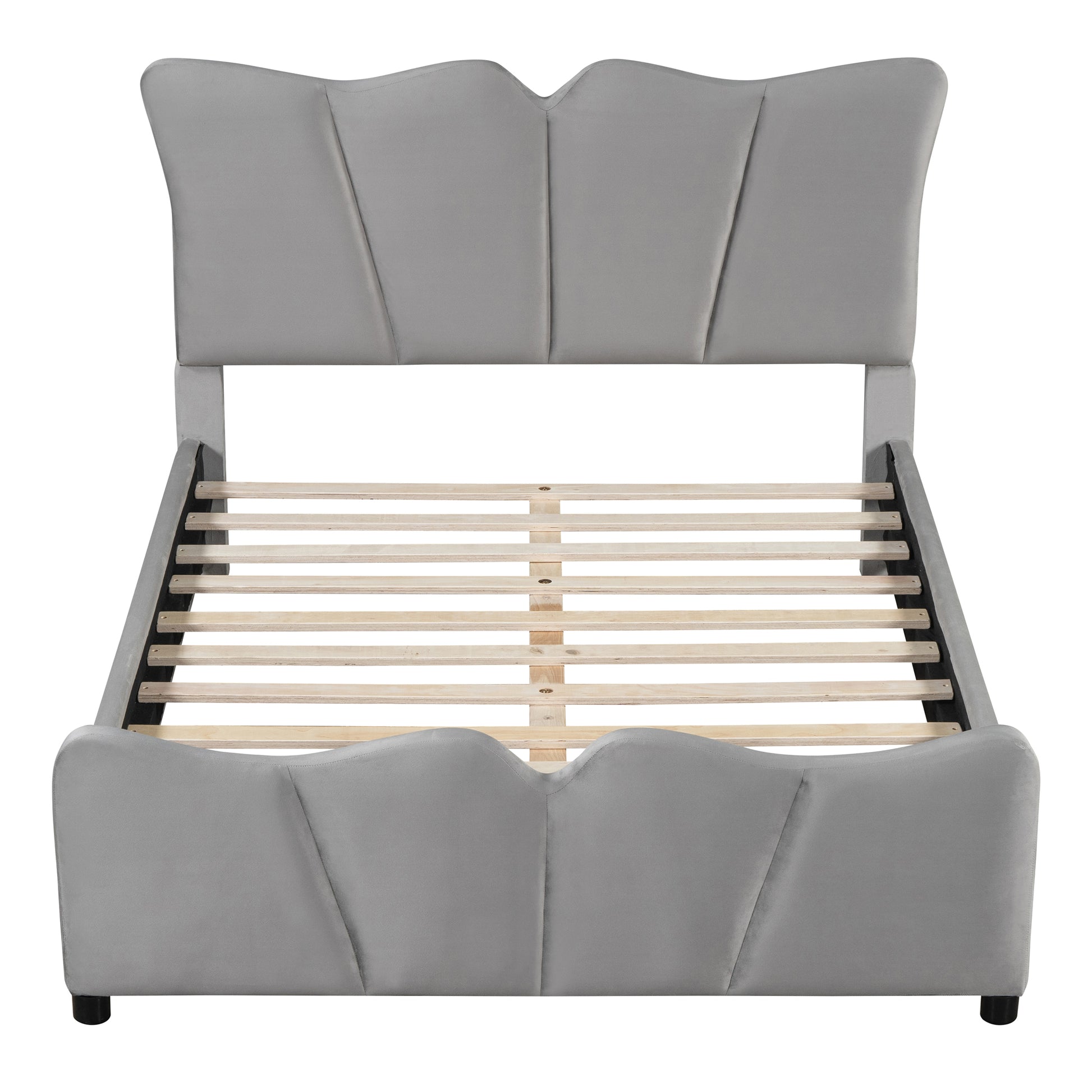 Full Size Upholstered Platform Bed Velvet Upholstered Bed, Gray Full Gray Velvet