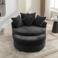 Orisfur. 360 Swivel Accent Barrel Chair With Storage Ottoman & 4 Pillows, Modern Chenille Leisure Chair Round Accent For Living Room, Gray Gray Foam Chenille