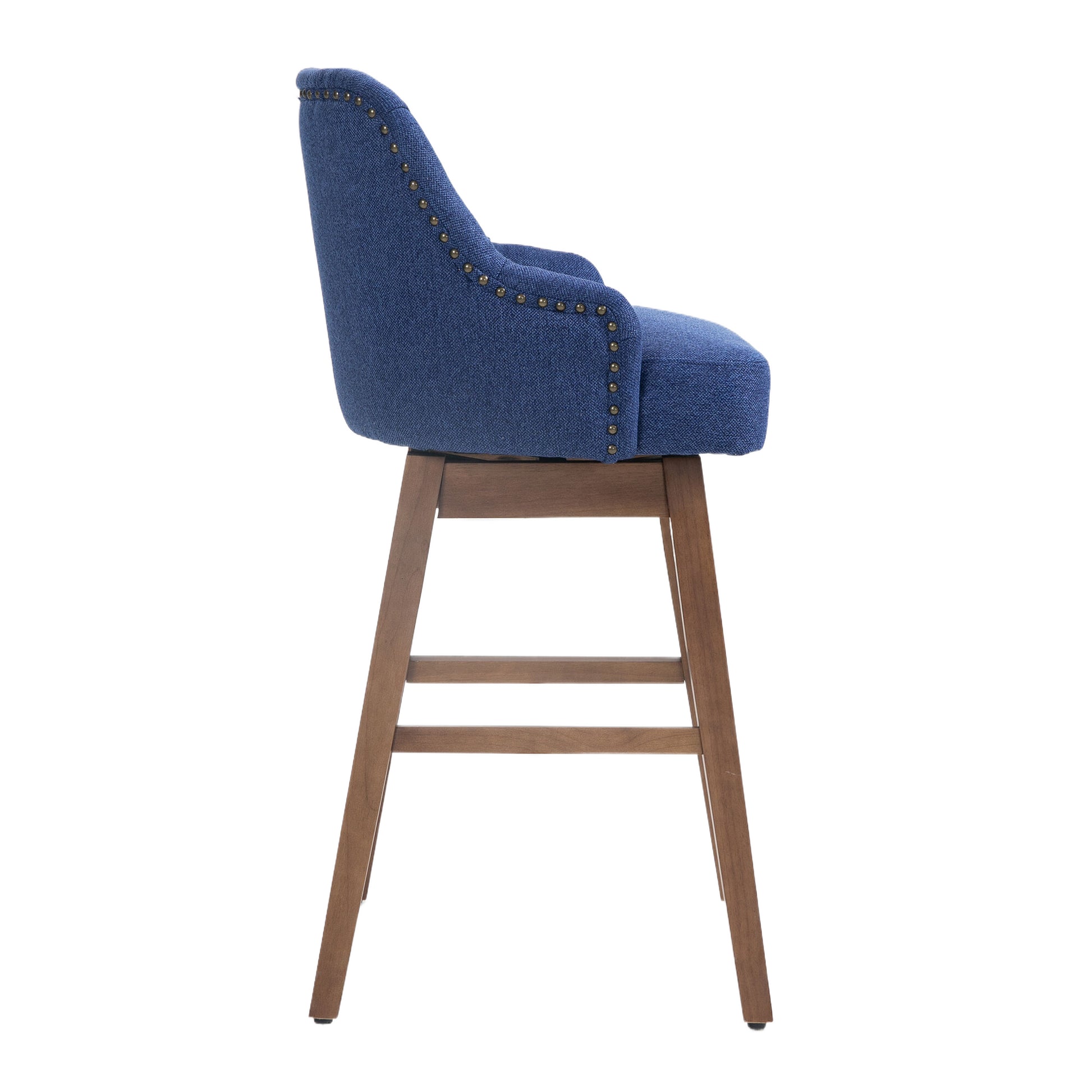 Coolmore Bar Stools Set Of 2 Counter Height Chairs With Footrest For Kitchen, Dining Room And 360 Degree Solid Wood Legs Swivel Bar Stools Set Of 2 Navy Linen Navy Foam Linen