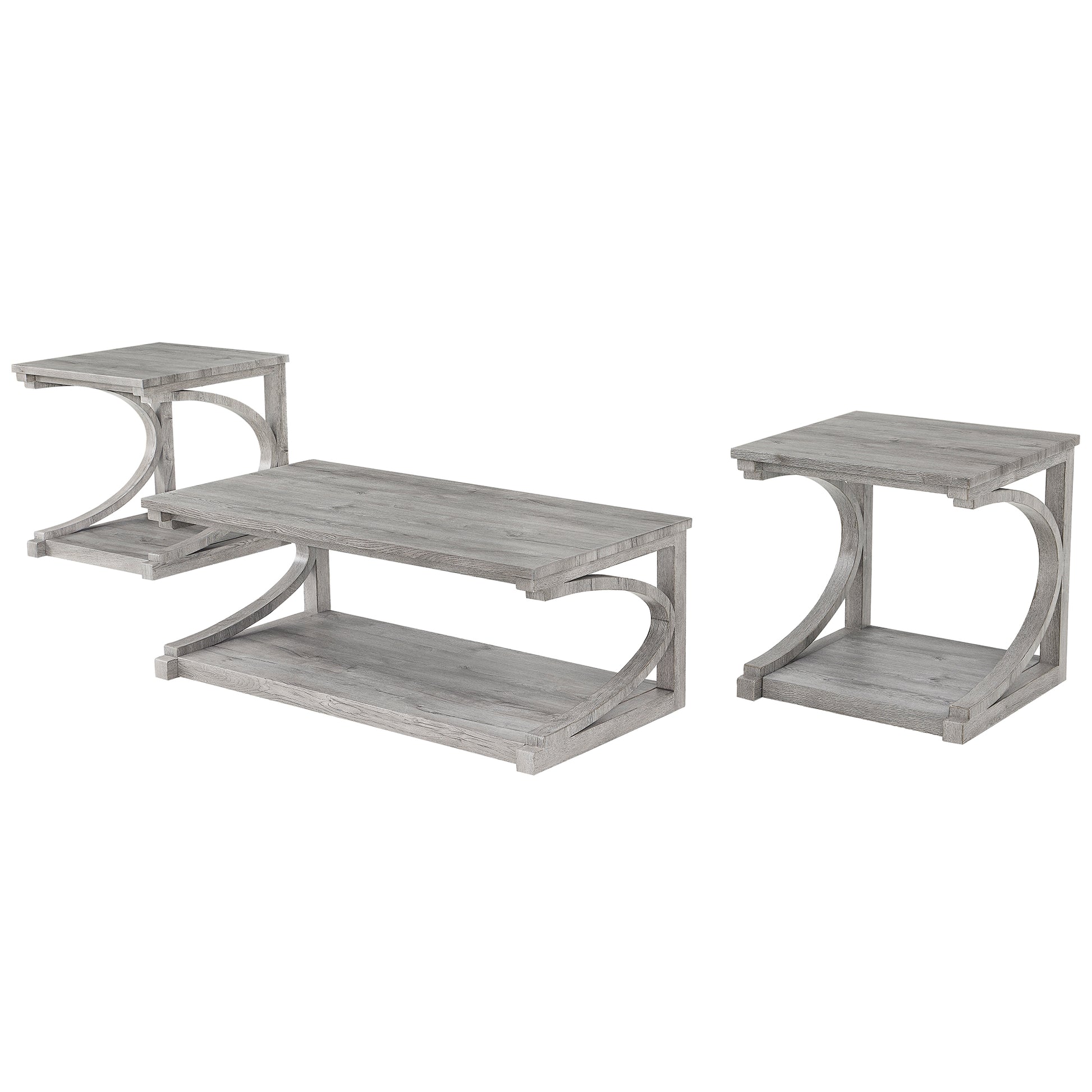 Unique Coffee Table, Solid Wood 23.8 Inch Modern Coffee Table Modern Center Table With Storage, Solid Wood Special Shape Coffee Table, Living Room, Kitchen, Apartment Dining Table Gray Solid Wood Mdf