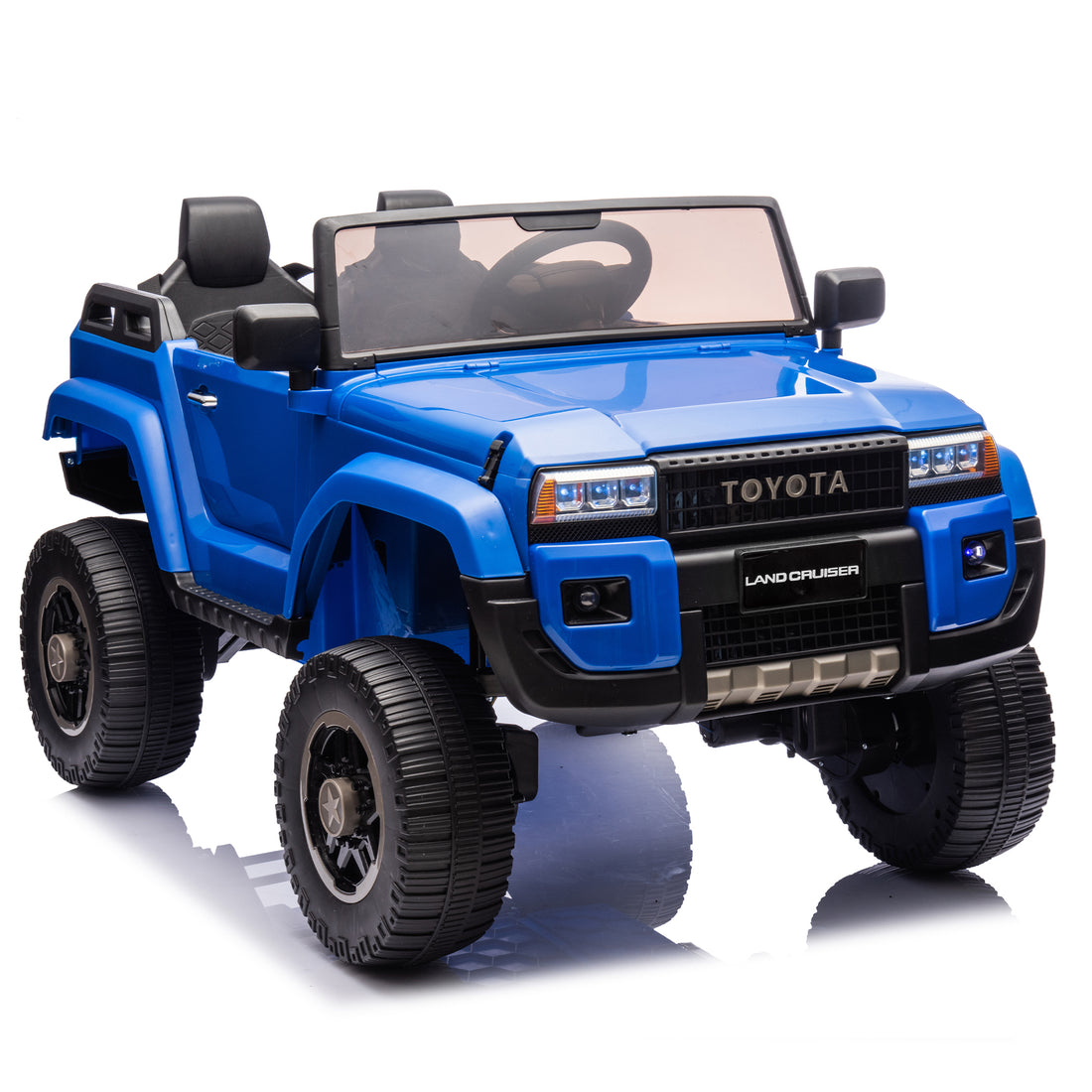24V Two Seater Kids Ride On Car W Parents Remote Control, Licensed Toyota Lc250,2Wd,110W Motors,With Shovel,Three Point Seat Belt,Slow Start,Speed Adjustment,Bluetooth,Music For Kids Aged 3 . Blue 100 149 Lbs Polypropylene
