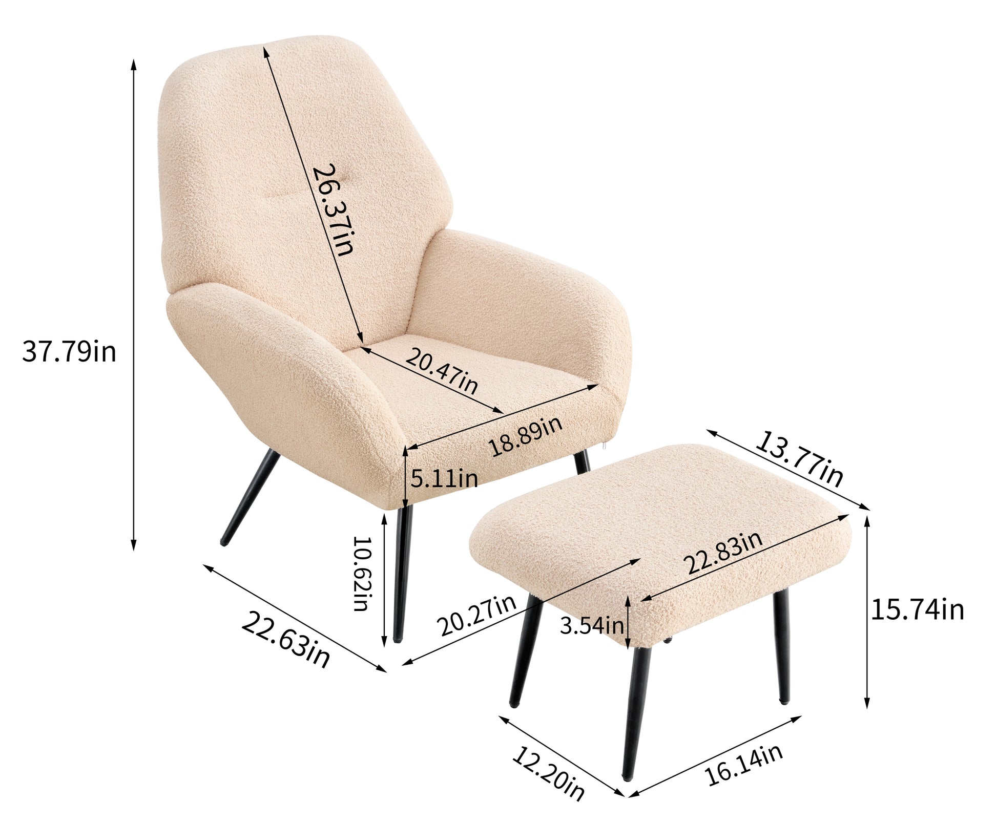Light Luxury Single Sofa Modern Simple Living Room Balcony Leisure Sofa Chair,White White Sherpa 1 Seat
