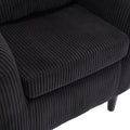 Coolmore Living Room Accent Barrel Chair, Century Modern Style Decorative Chair, Armchair For Living Room With Thick Cushions And Pillows, Comfy Single Sofa Chair, Chair With Wooden Legs,Black Black Corduroy