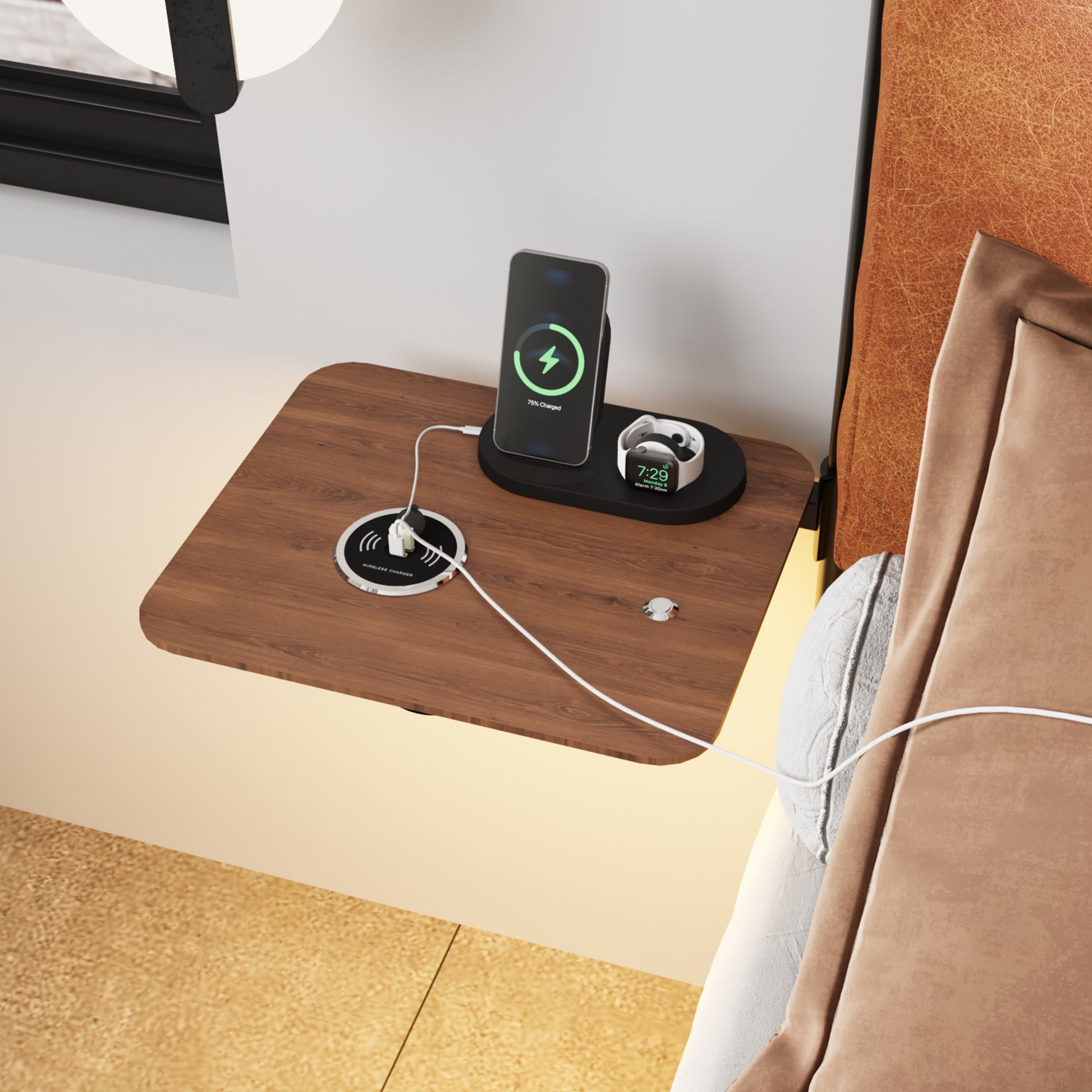 Queen Size Metal Bed Frame With Upholstered Headboard, With Wireless Charging And Usb A & Usb C, Touch Led Light,Oval Shaped Platform Bed With Under Bed Storage, No Box Spring Needed, Vintage Brown Box Spring Not Required Queen Antique Brown Metal