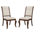 Set Of 2 Cream Fabric Upholstered Dining Chairs, Barley Java Solid Cream Dark Brown Dining Room Rectangular Dining Chairs Tufted Back Set Of 2 Fabric,Mdf
